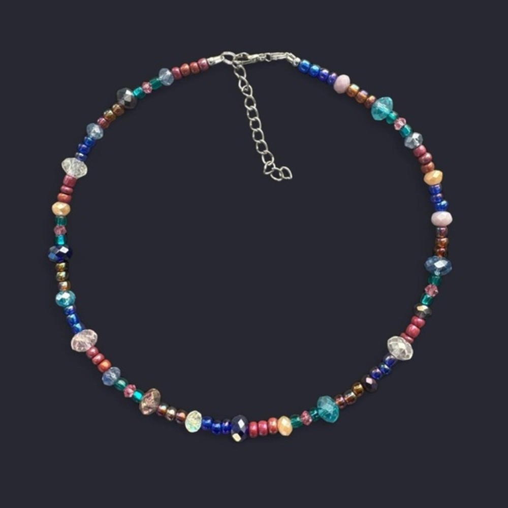 Prism Bloom Glass Bead Choker Necklace